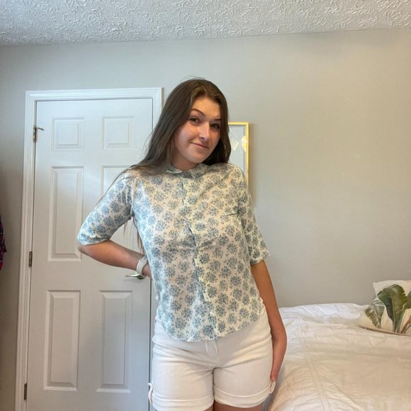 Vintage 1960's Light Blue Peter Pan Shirt Blouse, by Russ, Size S - Picture 5 of 5